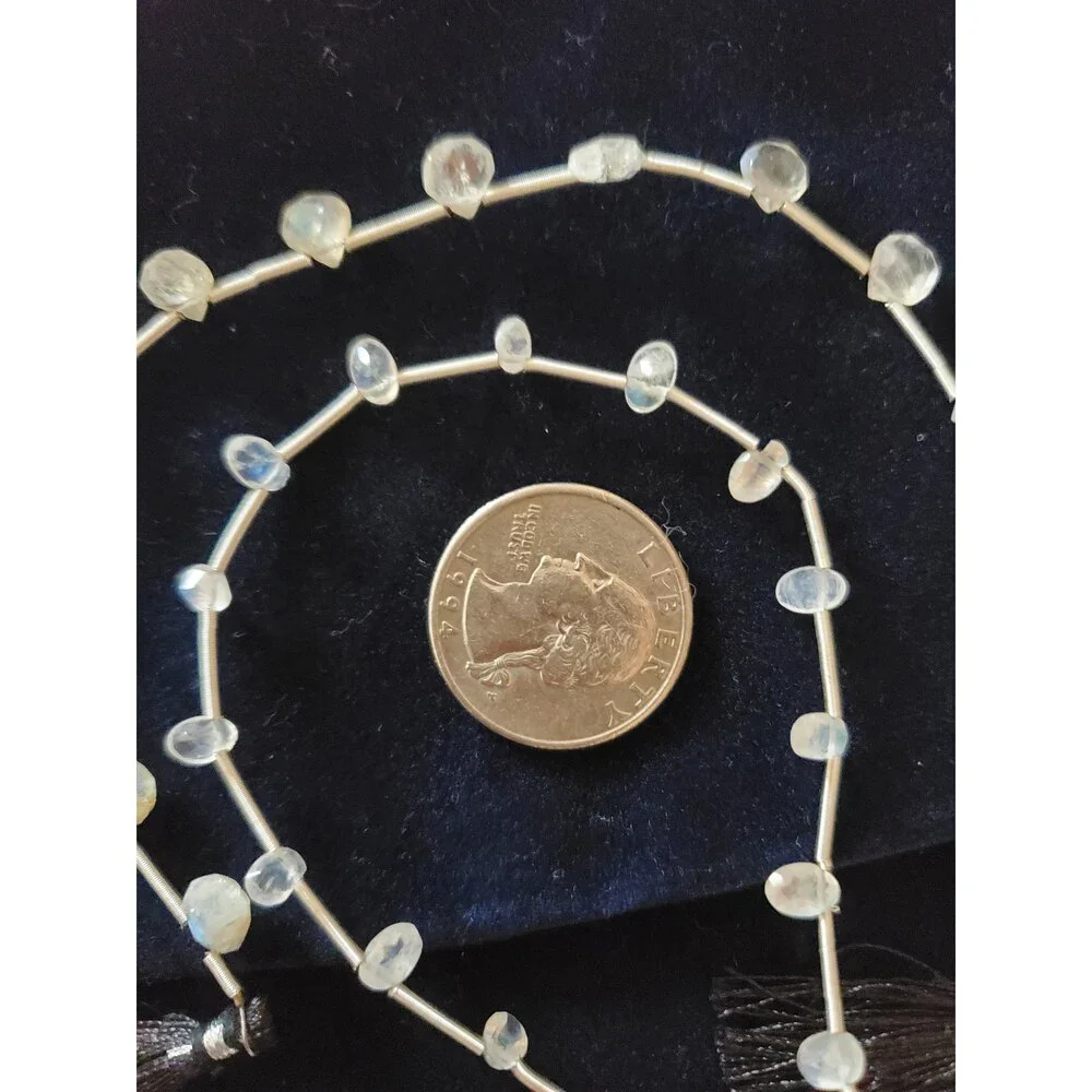 Faceted Milky Moonstone Briollette Beads, 2 Strands